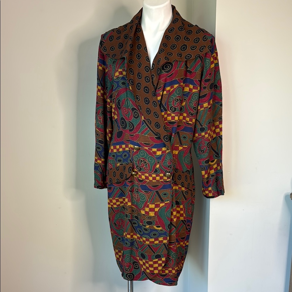 Vintage Abstract Rayon Dress EUC size 12 by TRACES